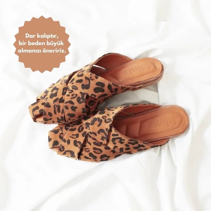Leopar İda Kadın Süet Terlik