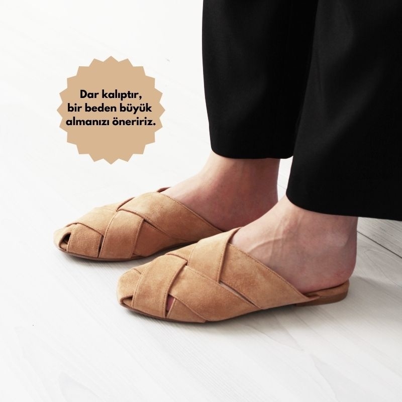 Açık Kahverengi İda Kadın Süet Terlik