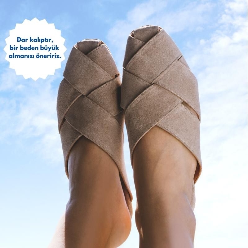 İda Kadın Bej Süet Terlik