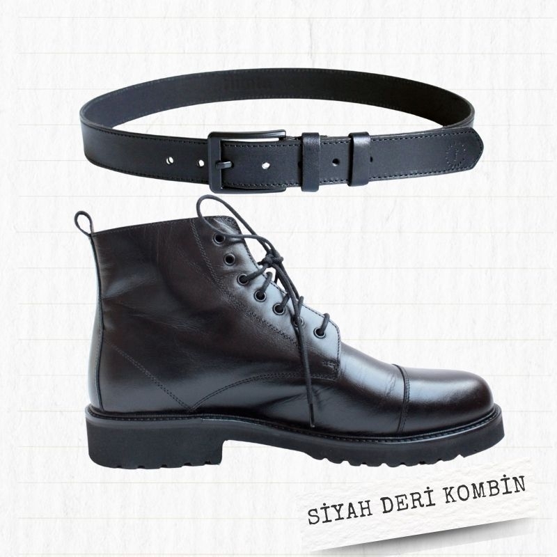 Black Leather Boots + Belt Combination