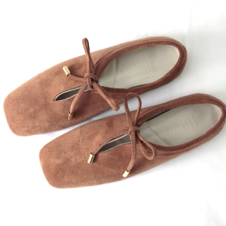 Brown Meri Women's Suede Ballerina Flats