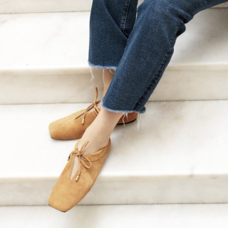 Tan Meri Women's Suede Ballerina Flats