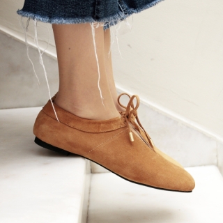 Tan Meri Women's Suede Ballerina Flats