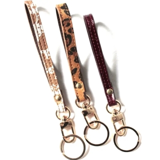 Burgundy Croco Leather Keychain