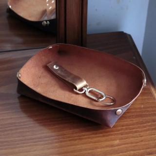 El Yapımı Deri Dekoratif Tepsi | Kişiselleştirilebilir Hakiki Deri