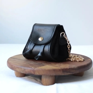 Mini Leather Pouch Bag | Handmade Chain Strap Leather Bag
