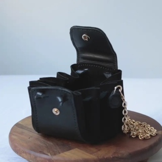 Mini Leather Pouch Bag | Handmade Chain Strap Leather Bag
