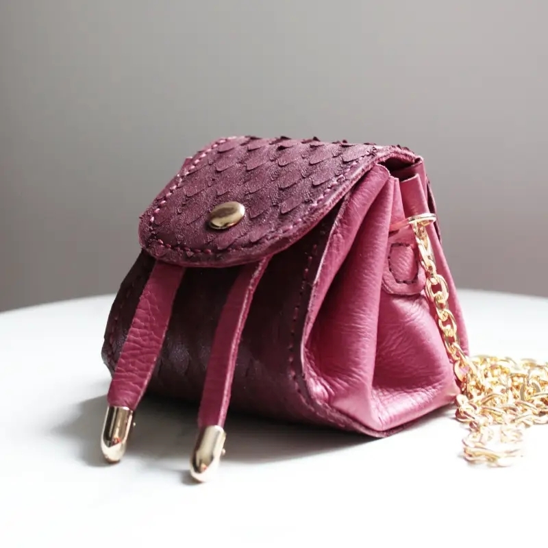 Mini Leather Pouch Bag | Handmade Chain Strap Leather Bag
