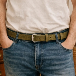 Khaki Suede Men’s Belt | Modern Design