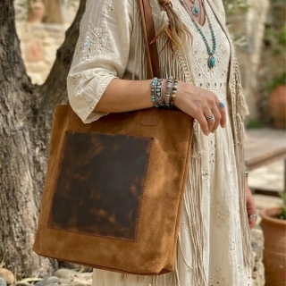 Süet Deri Omuz Çantası | Stil & Modern Tasarım