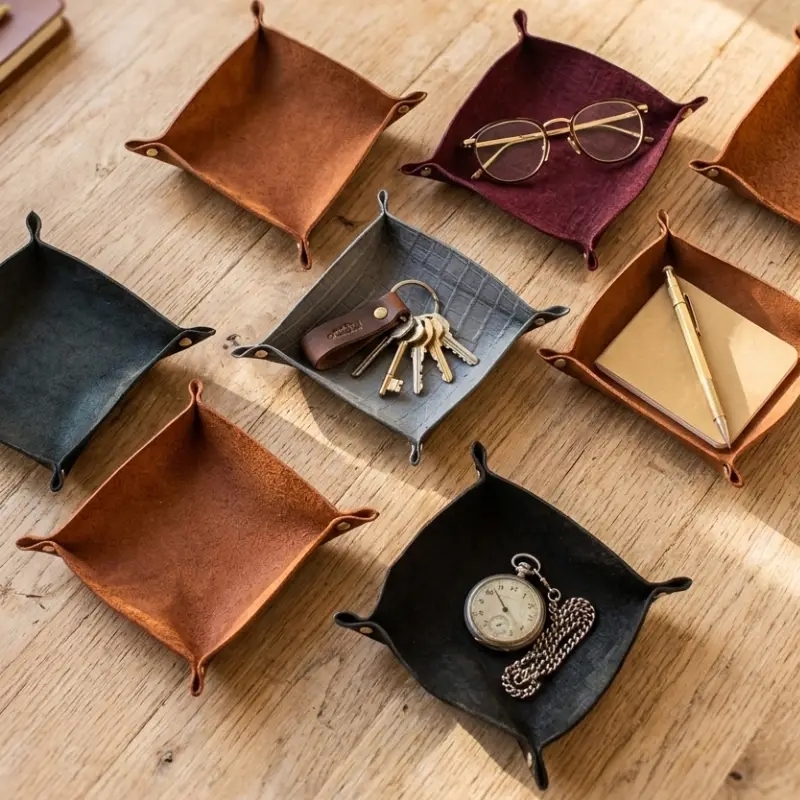 Handmade Leather Valet Tray | Personalized Genuine Leather