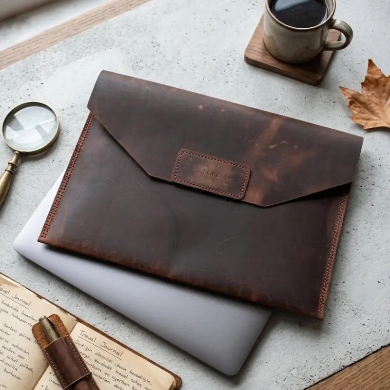Handmade Leather Laptop Sleeve | Personalized Genuine Leather