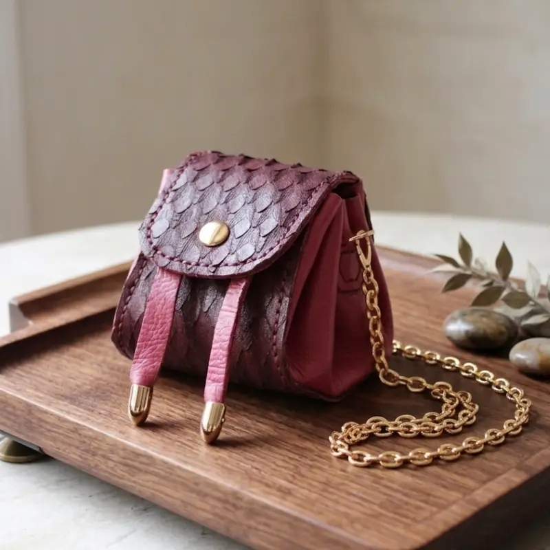 Mini Leather Pouch Bag | Handmade Chain Strap Leather Bag