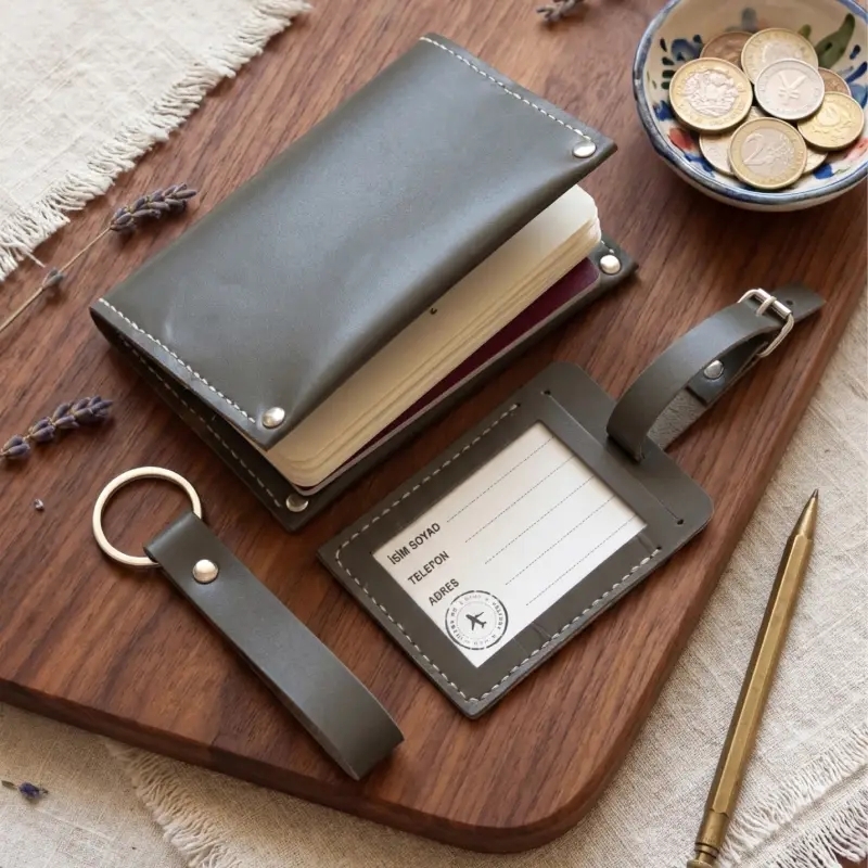Leather Travel Set | Passport Holder & Luggage Tag